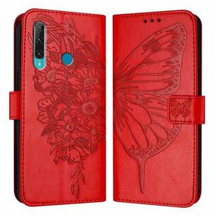 For Huawei Enjoy 9s/P Smart/P Smart+ 2019 Embossed Butterfly Leather Phone Case(Red)