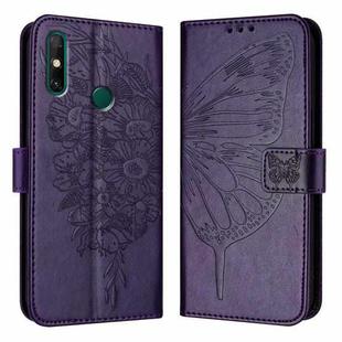 For Huawei Enjoy 20 SE/Y7a 4G/P Smart 2021 Embossed Butterfly Leather Phone Case(Dark Purple)