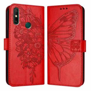 For Huawei Enjoy 20 SE/Y7a 4G/P Smart 2021 Embossed Butterfly Leather Phone Case(Red)