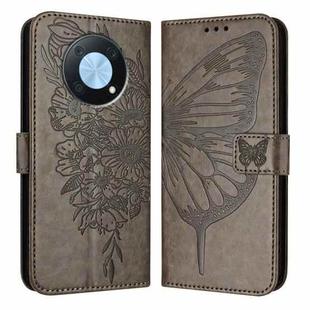For Huawei Enjoy 50 Pro 4G / Nova Y90 Embossed Butterfly Leather Phone Case(Grey)