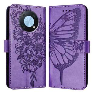 For Huawei Enjoy 50 Pro 4G / Nova Y90 Embossed Butterfly Leather Phone Case(Purple)