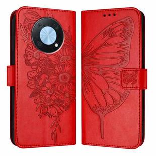 For Huawei Enjoy 50 Pro 4G / Nova Y90 Embossed Butterfly Leather Phone Case(Red)