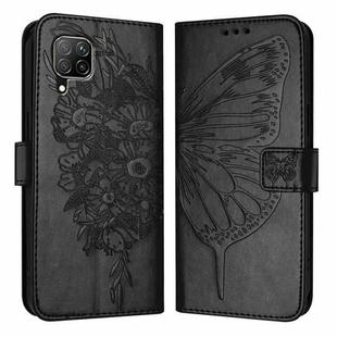 For Huawei P40 Lite 4G / Nova 6 SE Embossed Butterfly Leather Phone Case(Black)