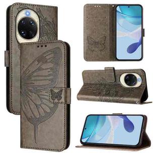 For Huawei nova 14 5G Embossed Butterfly Leather Phone Case(Grey)
