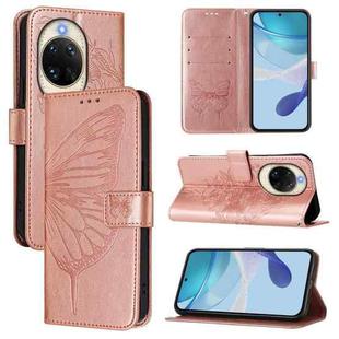 For Huawei nova 14 5G Embossed Butterfly Leather Phone Case(Rose Gold)