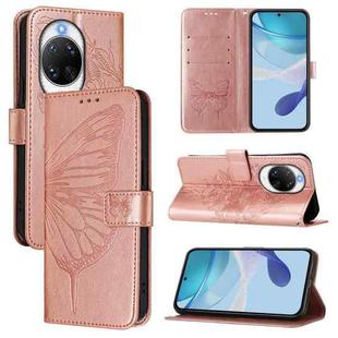 For Huawei nova 14 Pro 5G Embossed Butterfly Leather Phone Case(Rose Gold)
