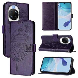 For Huawei nova 14 Pro 5G Embossed Butterfly Leather Phone Case(Dark Purple)