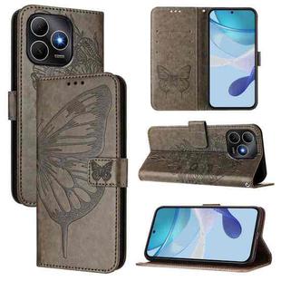 For Huawei Enjoy 80s 4G Embossed Butterfly Leather Phone Case(Grey)