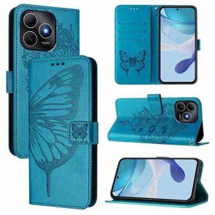 For Huawei Enjoy 80s 4G Embossed Butterfly Leather Phone Case(Blue)