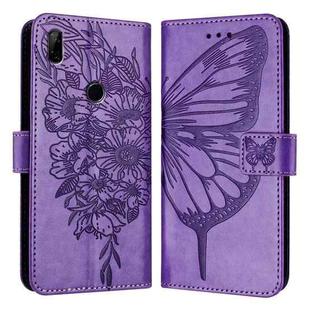 For Honor 9X Global / Huawei P Smart Z Embossed Butterfly Leather Phone Case(Purple)