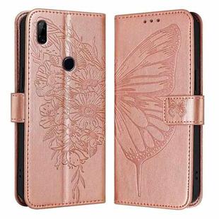 For Honor 9X Global / Huawei P Smart Z Embossed Butterfly Leather Phone Case(Rose Gold)