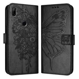 For Honor 9X Global / Huawei P Smart Z Embossed Butterfly Leather Phone Case(Black)