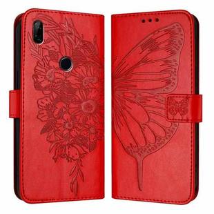For Honor 9X Global / Huawei P Smart Z Embossed Butterfly Leather Phone Case(Red)