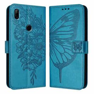 For Honor 9X Global / Huawei P Smart Z Embossed Butterfly Leather Phone Case(Blue)