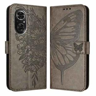 For Honor 50 SE / Huawei Nova 9 SE Embossed Butterfly Leather Phone Case(Grey)