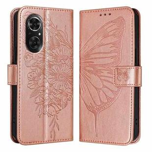 For Honor 50 SE / Huawei Nova 9 SE Embossed Butterfly Leather Phone Case(Rose Gold)