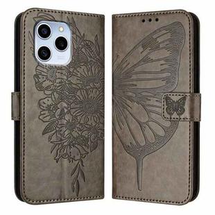 For Honor 60 SE Embossed Butterfly Leather Phone Case(Grey)