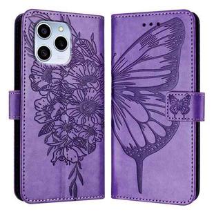 For Honor 60 SE Embossed Butterfly Leather Phone Case(Purple)