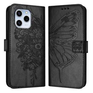 For Honor 60 SE Embossed Butterfly Leather Phone Case(Black)