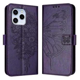 For Honor 60 SE Embossed Butterfly Leather Phone Case(Dark Purple)