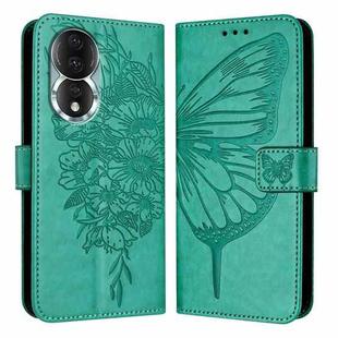 For Honor 80 Embossed Butterfly Leather Phone Case(Green)