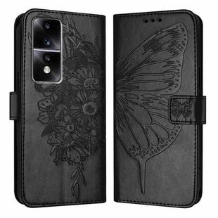 For Honor 80 GT Embossed Butterfly Leather Phone Case(Black)