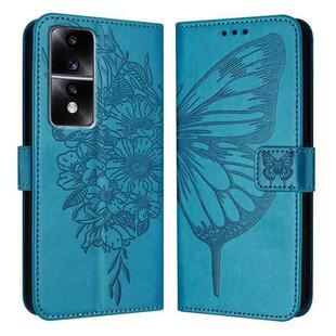 For Honor 80 GT Embossed Butterfly Leather Phone Case(Blue)