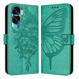 For Honor 90 Lite / X50i Embossed Butterfly Leather Phone Case(Green)