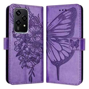 For Honor 200 Lite 5G Global Embossed Butterfly Leather Phone Case(Purple)