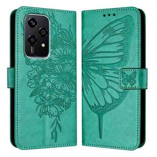 For Honor 200 Lite Global Embossed Butterfly Leather Phone Case(Green)