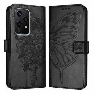 For Honor 200 Lite Global Embossed Butterfly Leather Phone Case(Black)