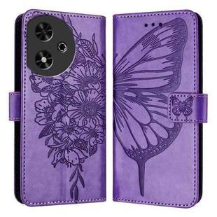 For Honor Play 50 Embossed Butterfly Leather Phone Case(Purple)