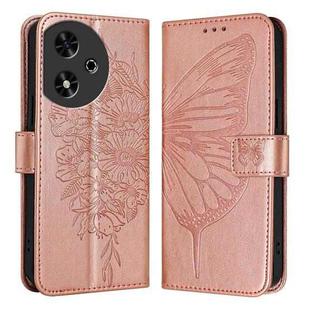 For Honor Play 50 Embossed Butterfly Leather Phone Case(Rose Gold)