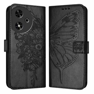 For Honor Play 50 Embossed Butterfly Leather Phone Case(Black)