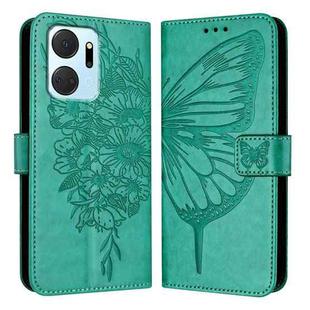 For Honor X7a / Play7T 5G Embossed Butterfly Leather Phone Case(Green)