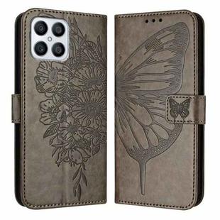 For Honor X8 4G / X30i / Play6T Pro Embossed Butterfly Leather Phone Case(Grey)