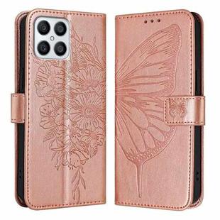 For Honor X8 4G / X30i / Play6T Pro Embossed Butterfly Leather Phone Case(Rose Gold)