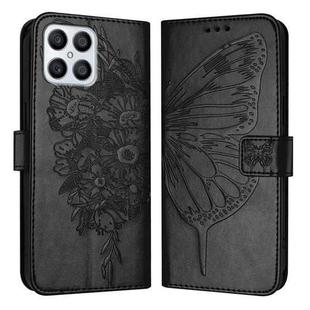 For Honor X8 4G / X30i / Play6T Pro Embossed Butterfly Leather Phone Case(Black)