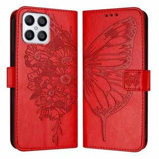 For Honor X8 4G / X30i / Play6T Pro Embossed Butterfly Leather Phone Case(Red)