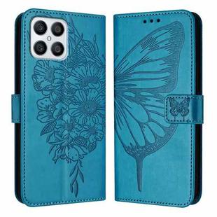 For Honor X8 4G / X30i / Play6T Pro Embossed Butterfly Leather Phone Case(Blue)