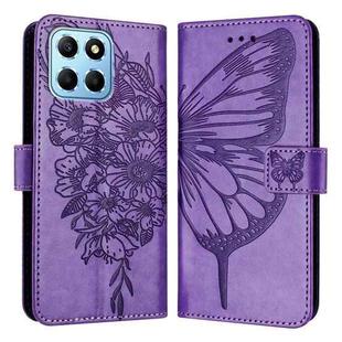 For Honor X8 5G / 70 Lite / X6 / X6s Embossed Butterfly Leather Phone Case(Purple)