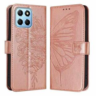 For Honor X8 5G / 70 Lite / X6 / X6s Embossed Butterfly Leather Phone Case(Rose Gold)