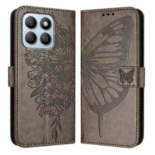 For Honor X8b Embossed Butterfly Leather Phone Case(Grey)