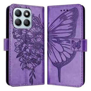 For Honor X8b Embossed Butterfly Leather Phone Case(Purple)