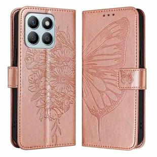 For Honor X8b Embossed Butterfly Leather Phone Case(Rose Gold)