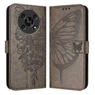 For Honor X30 5G/X9 4G/X9 5G Embossed Butterfly Leather Phone Case(Grey)