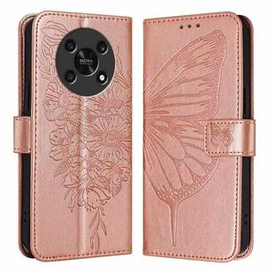 For Honor X30 5G/X9 4G/X9 5G Embossed Butterfly Leather Phone Case(Rose Gold)