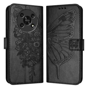 For Honor X30 5G/X9 4G/X9 5G Embossed Butterfly Leather Phone Case(Black)