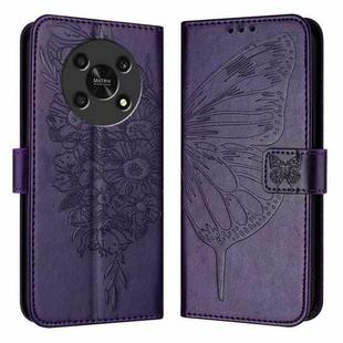 For Honor X30 5G/X9 4G/X9 5G Embossed Butterfly Leather Phone Case(Dark Purple)