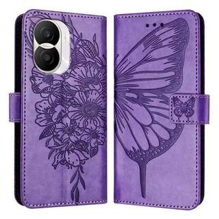 For Honor X40i Embossed Butterfly Leather Phone Case(Purple)